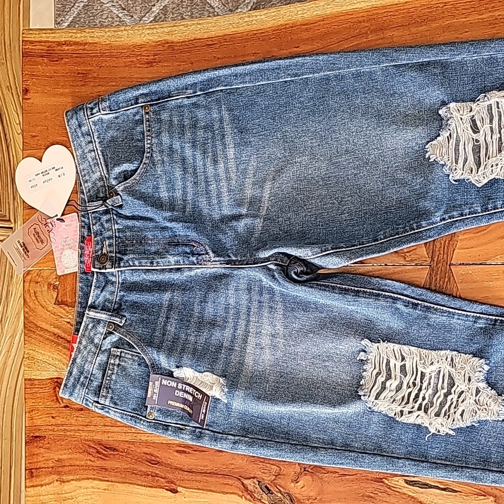 HH Jeans Collection Women's Mom Fit Distressed Denim Pants Size 11